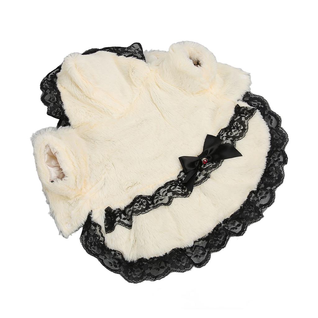 Haustier Warmes Kleid Weich Hautfreundlich Niedlich Kapuzenhund Winterkleidung für Welpe Katze Party Täglich Beige L