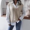 Women Spring Fall Knitted Vest Sweater Jumper Pullovers Top V-neck Twist Collar Sleeveless Loose Waist Solid Color S-L