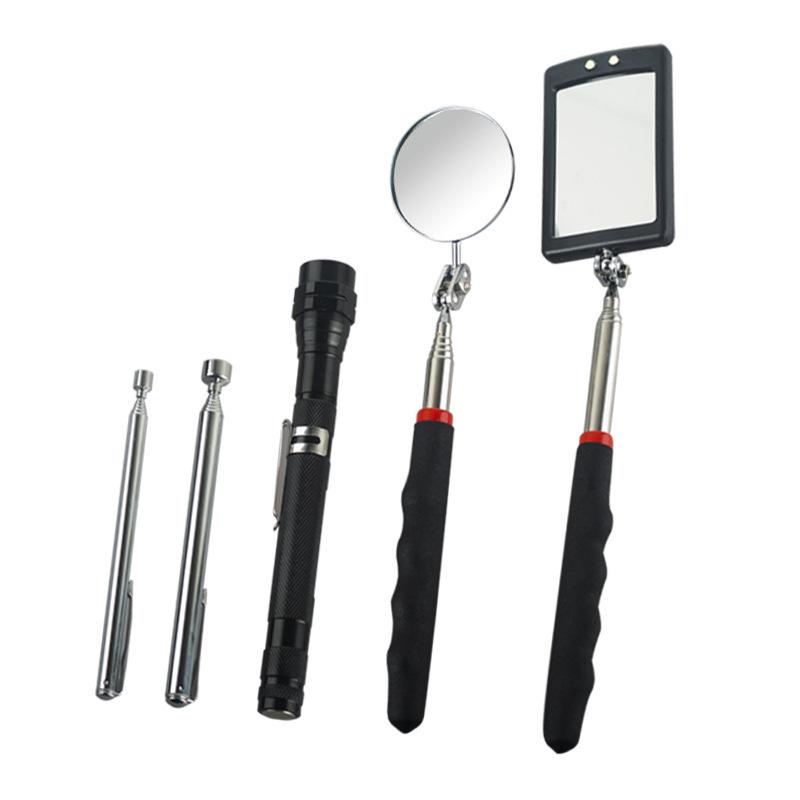 Magnetic Pickup Tool Kit with Telescopic Extension, Mirrors, Flashlight, and Storage Bag