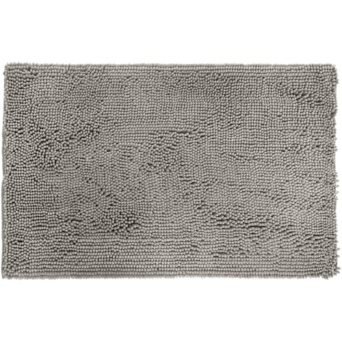 Basic Microfiber Non-Slip Bath Mat, Platinum, 53.3 X 86.3 Cm
