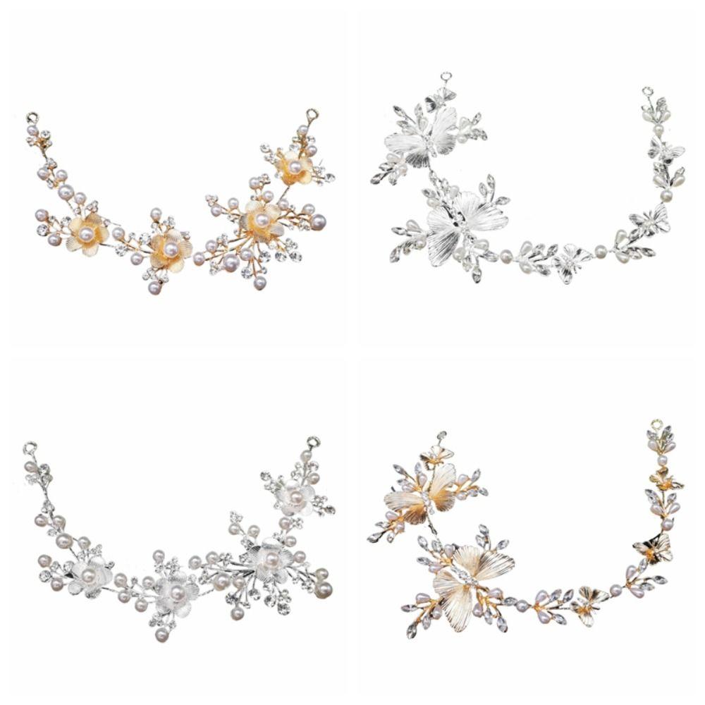 Elegant Bridal Butterfly Headband Pearl Beads Wedding Crystal Headwear  for Women Girls