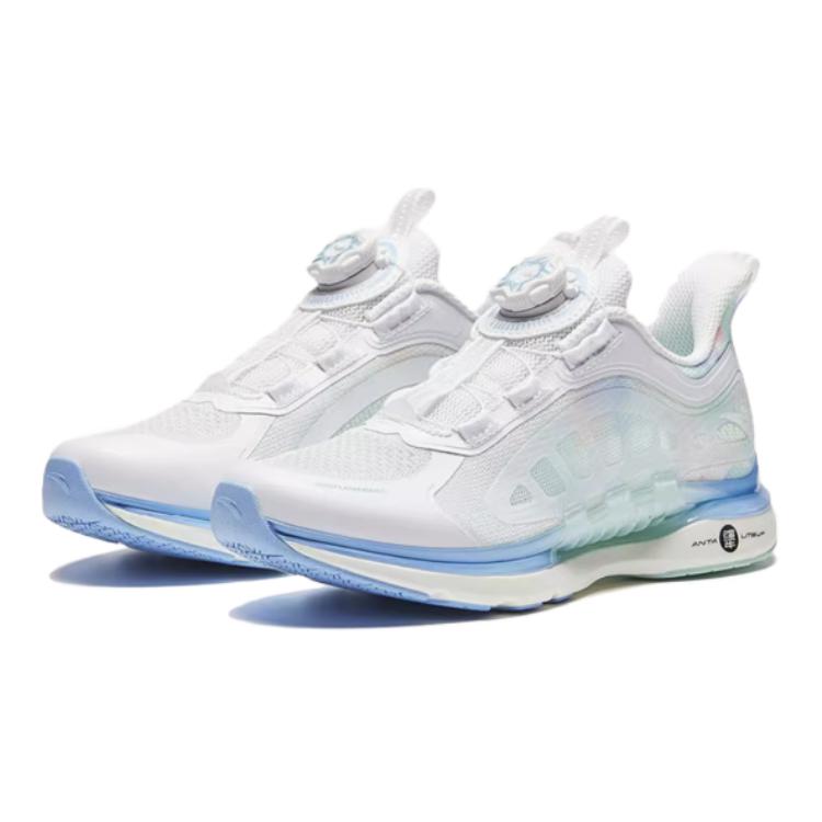 Anta Kids  Wind Chaser Breathable Shock Absorbing Durable Low Top Running Shoes Kids running shoes White Blue Green A322425577-1