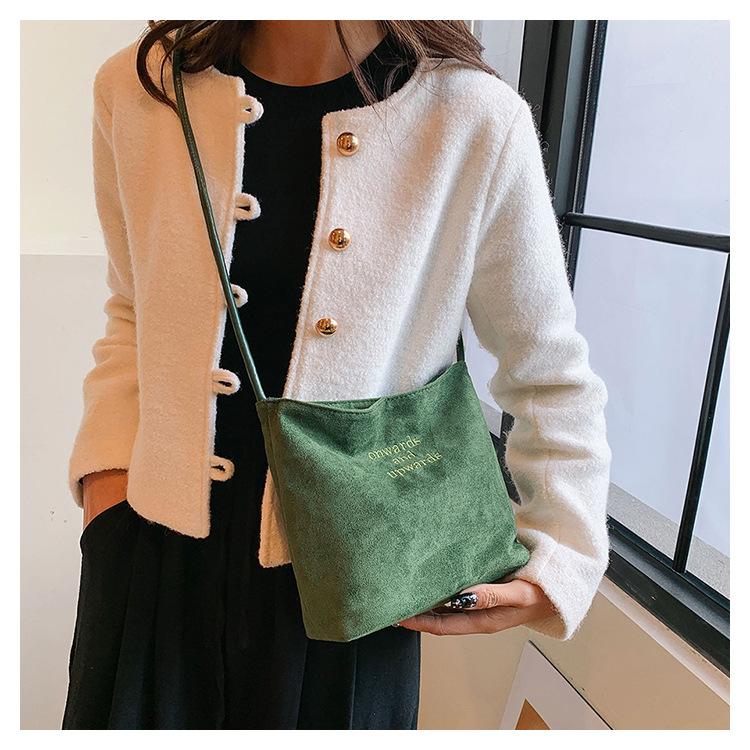 Faux Suede Handbag Casual Rope Buckle Design Multicolor Shoulder Bag Adjustable Straps Tote Work Crossbody Bucket Bag