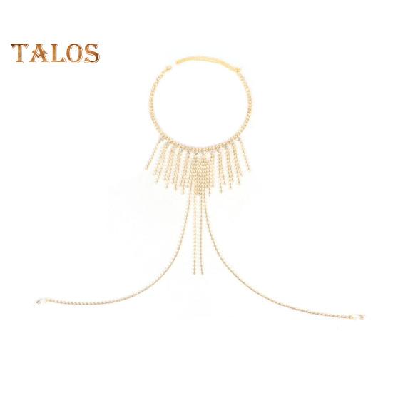 

Ожерелье-цепочка со стразами на груди, сексуальный дизайн с кисточками, регулируемая длина, сверкающее ожерелье для тела, повседневный ювелирный аксессуар золотистый