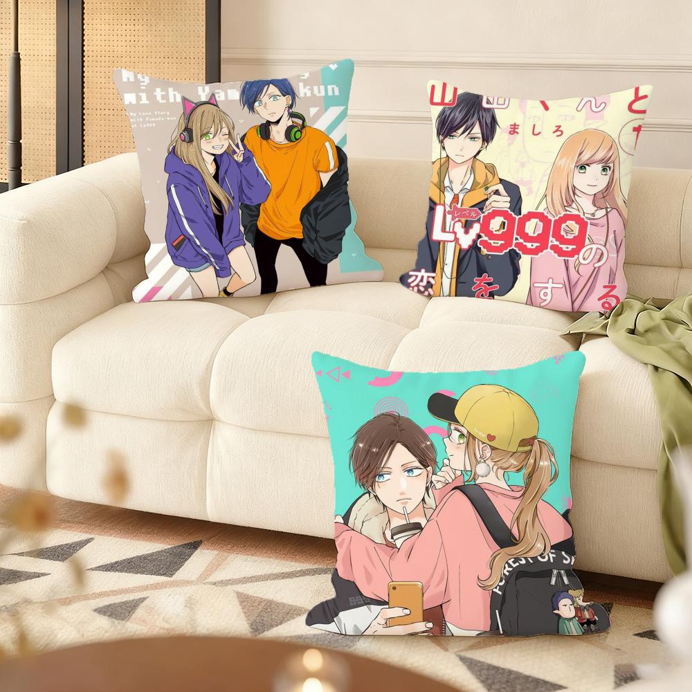 My Love Story with Y-Yamada-kun At Lv999 Cushion Cover Soft Plush Double-Sided Sofa Pillow Cushion Cover | All-Season Decor Gift