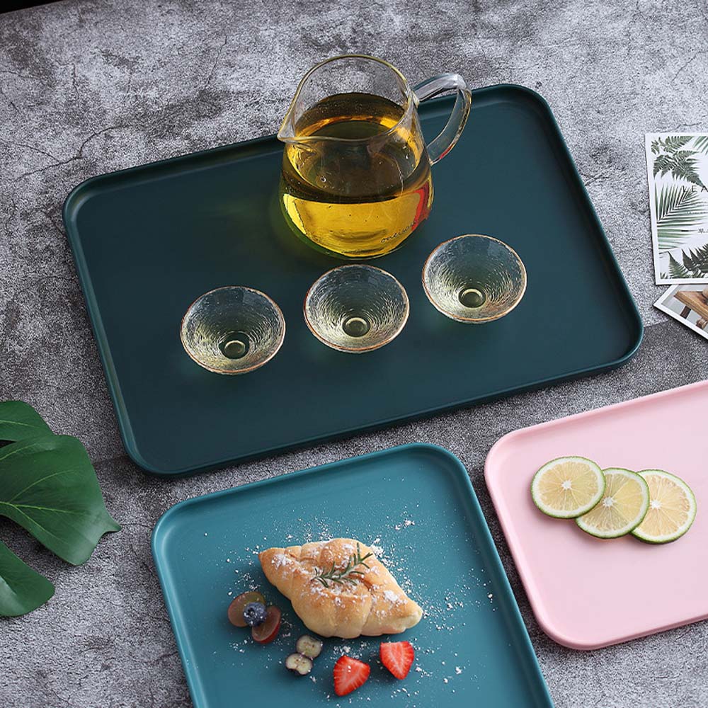 Nordic Plastic Snack Kitchen Supplies Rectangular Serving Tray Tableware Dessert Plates Dinnerware