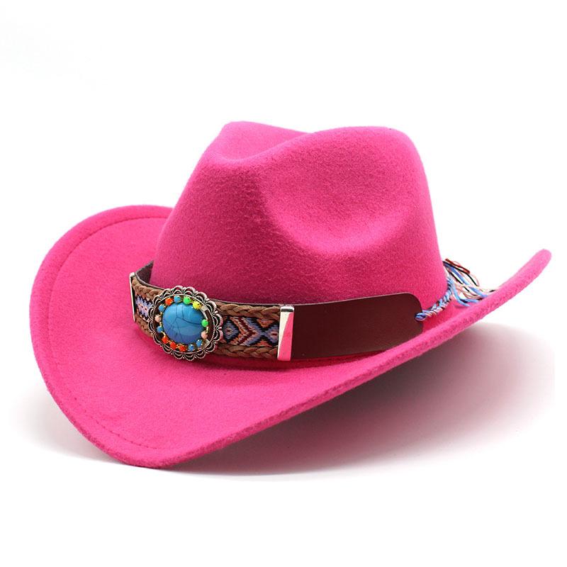 2022 Ethnischer Stil Cowboy-Zylinderhut, Gewellter Filzhut, Amerikanischer Western Outdoor Reithut, Cowboyhüte für Damen und Herren