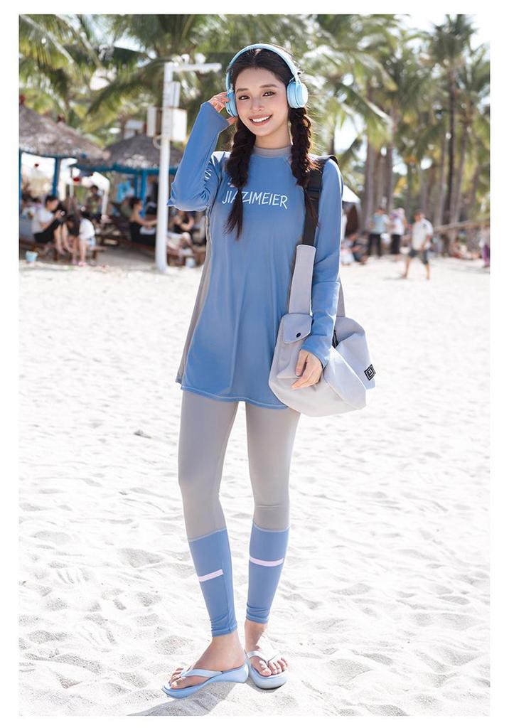 Women's Two-Piece Long Sleeve Quick-Dry Surfing Suit with Sun Protection