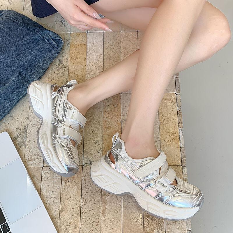 Baotou sports Velcro platform sandals women's summer new versatile dad shoes hollow breathable casual shoes