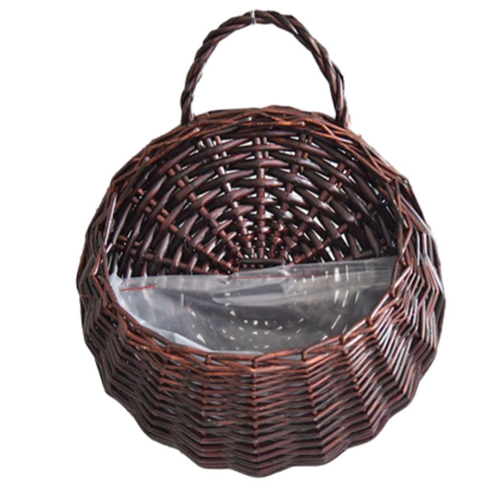 

Настенная корзина для растений и цветов из плетеной лозы, подвесной держатель для уличного цветочного горшка Dark Coffee - S