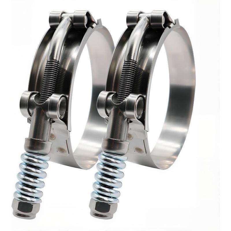 2PCS 2.5-inch Heavy-duty T-bolt Stainless Steel Spring Clamp Automatically Adjusts To Maintain Constant Tension (68mm To 76mm)
