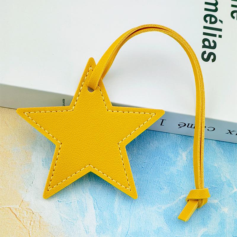 Spot Solid Color Leather Pentagram Keychain Pendant Simple Star Pu Leather Pendant Keychain High Sense