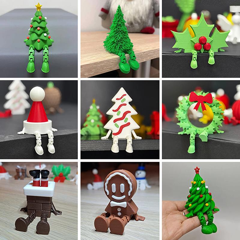 3D-gedruckte Weihnachtskugel Weihnachtsbaumschmuck mit beweglichem Gelenk Weihnachtsdekorationen Festliche Tischaufsteller-Statue