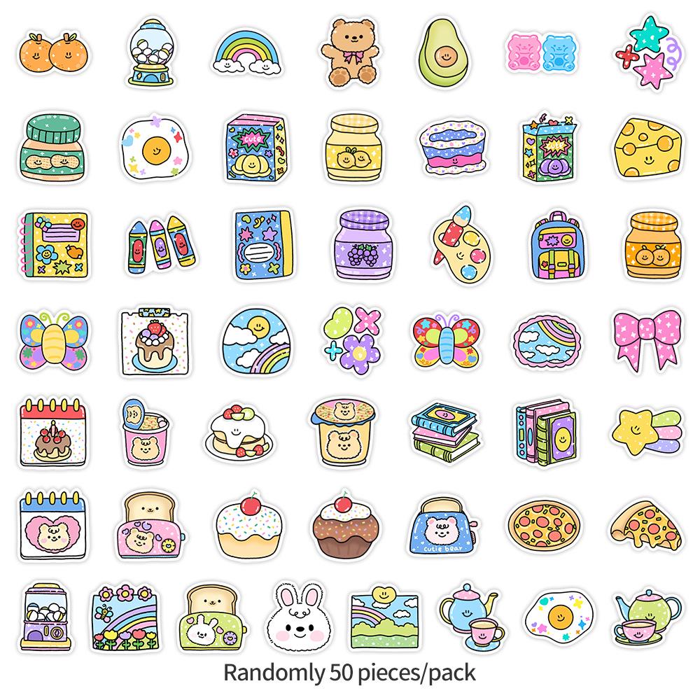 

50 Cute Sparkly Doodle Stickers - Waterproof Decorative Stickers for Water Bottles & Computers, Cartoon Expressions, 50 Sheets
