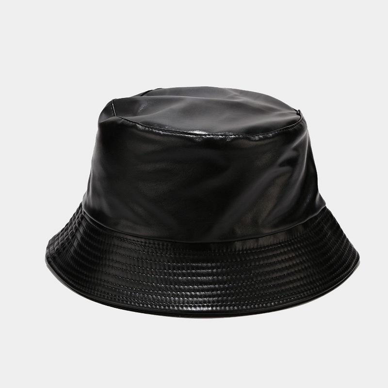 Retro leather double-sided bucket hat men's and women's outdoor versatile sun hat four seasons can wear basin hat