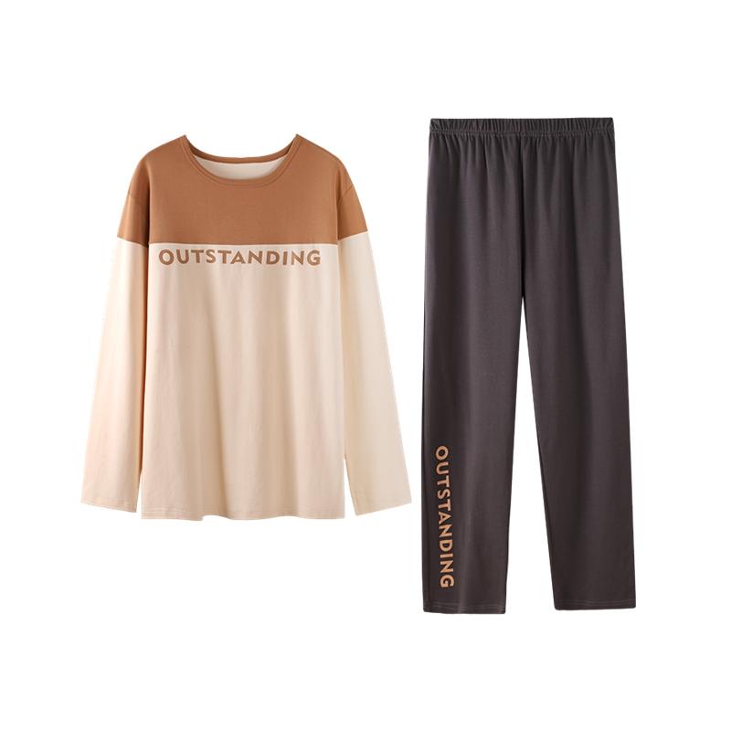 Βαμβακερή Πιτζάμα Σετ Κομψό Μινιμαλιστικό Στυλ Πιτζάμες Μεγάλο Μέγεθος Φόρμα Σπιτιού για Αγόρι Φθινόπωρο Χειμώνας Ανδρική Καθημερινή Ρόμπα