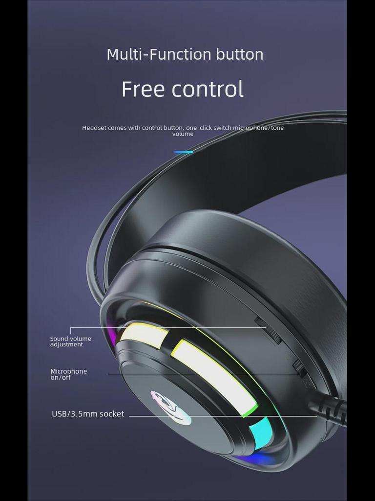 PSH-300 Kabelgebundenes 7.1-Gaming-Headset mit Mikrofon und kräftigem Bass, am Kopf montiert für E-Sport