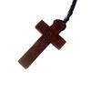 Wood Beads Cross Rosary Necklace Hangable Pendant Crafts Long Bead Chain for Christmas Party Church Decorations