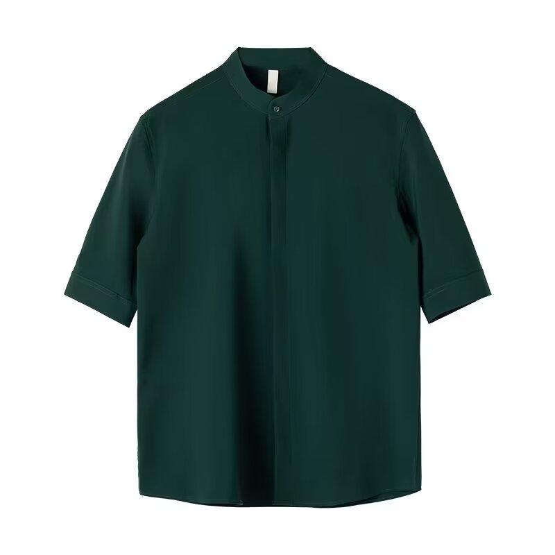 

Мужская рубашка с длинным рукавом, модный мужской бренд, стиль весна-осень, для бизнеса и отдыха, не требует глажки, однотонная, рубашка из чистого хлопка 3XL темно-зеленого