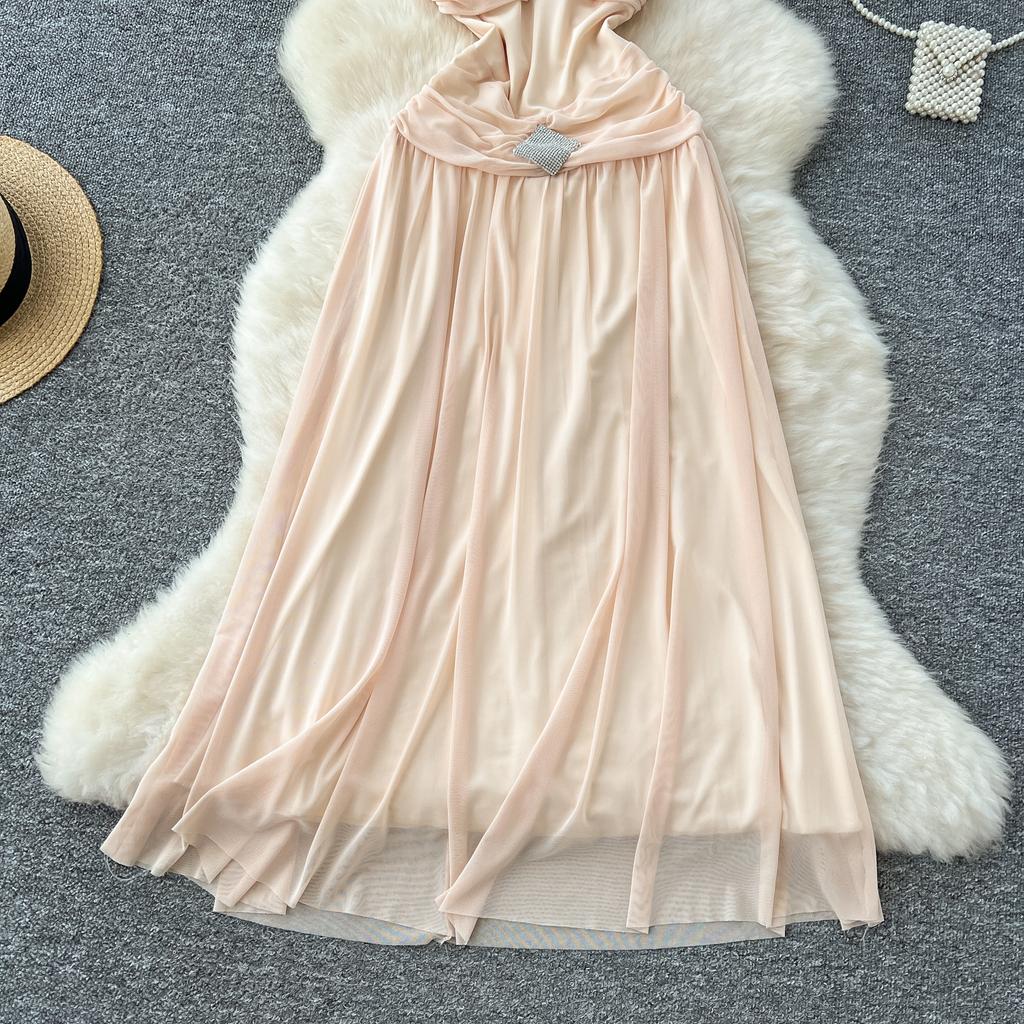 Summer Women Sexy Deep V-neck Halter Open Back Long Maxi Chiffon Holiday Beach Dresses