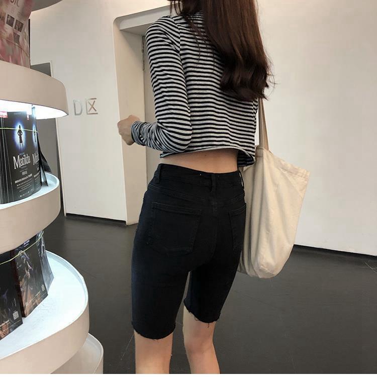 Летние рваные женские шорты с высокой талией — фото 7