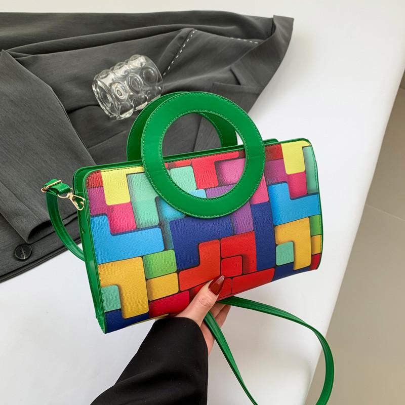 Stylish Casual Small Box Bag 2024 Summer Trendy Shoulder Armpit Bag Retro Handbag зелёный