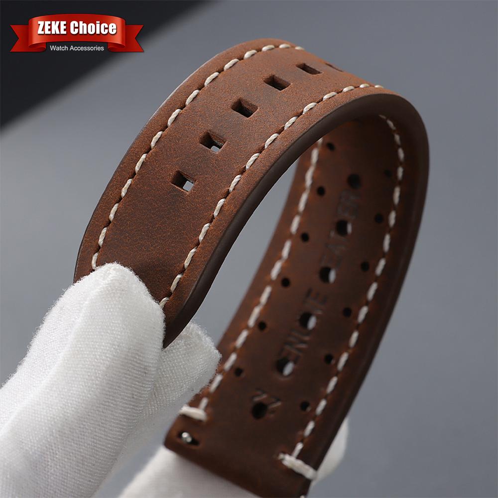 18/19/20/21/22/24mm Cowhide Watch Bands Vintage Racing Leather Watch Strap for Seiko Quick Release Breathable Porous Watchband