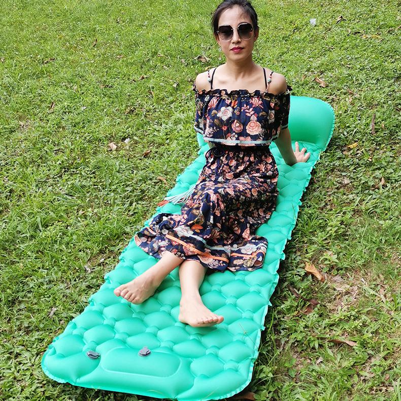 Inflatable Mattress with Pillow Camping Mat Moisture-Proof Thickened Eco-friendly Portable Foldable Sleeping Pad for Outdoor
