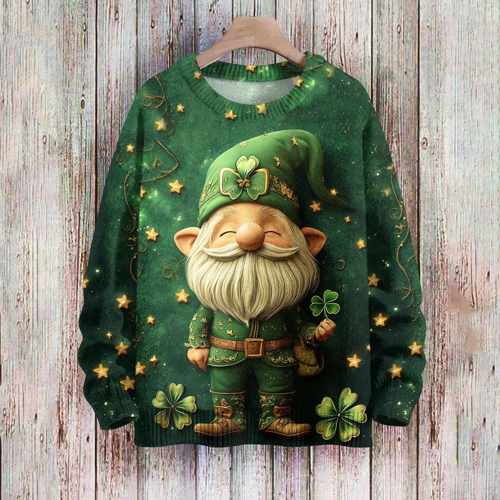 

улица. Свитшоты ко Дню Святого Патрика для детей, вязаные свитера для мальчиков и девочек, симпатичные рубашки, осенние свитера с круглым вырезом 100