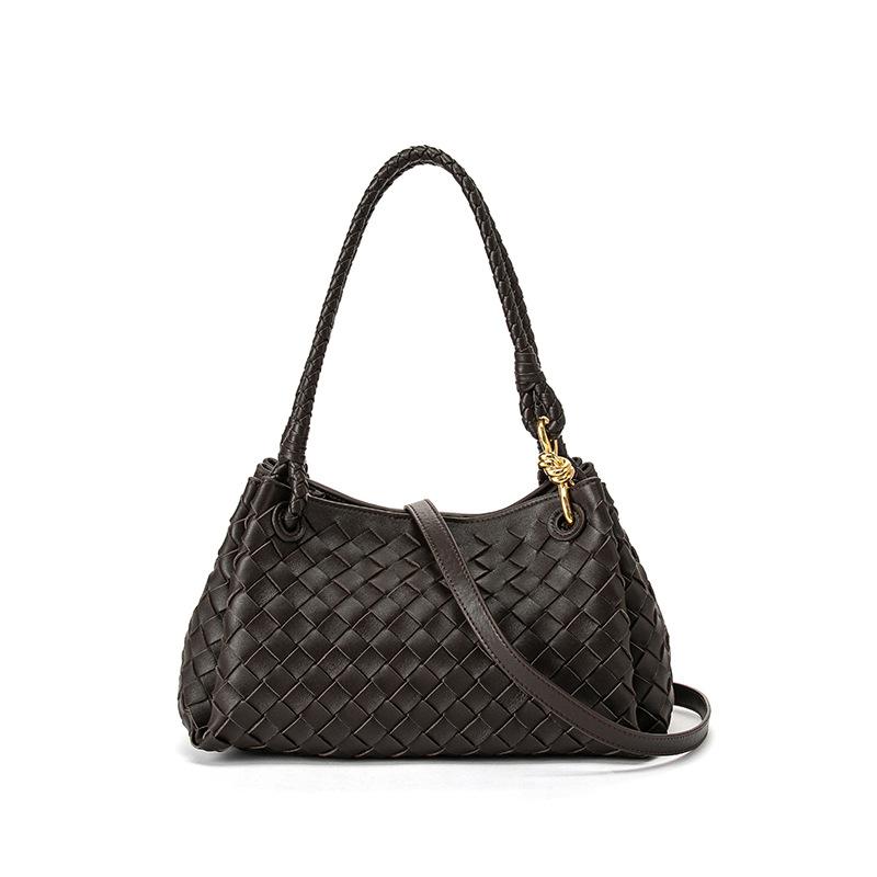 Neue Echte Lammfell Damen Handtasche, Fallschirmtasche Mittlere Größe Handgefertigte Gewebte Tasche mit Metallschnalle, Einzelne Schulter- & Handtasche