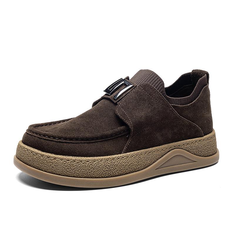 Ji Shi retro one-pedal lazy suede casual shoes platform trend flat baseplate shoes 44 3770₽