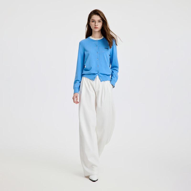 Navigare Women's Solid Color Crew Neck Knit Cardigan