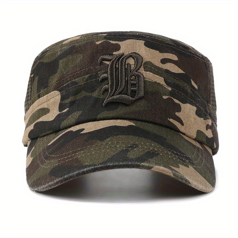 1pc Embroidered Camouflage UV Protection Mesh Breathable Flat Cap, Suitable For Outdoor Activities, For Men Women