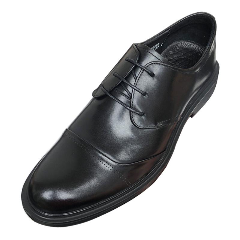 Round Head Men'S Leather Shoes Business Dress Leather Breathable Suit Work Shoes Wedding Men'S Shoes Round Head Leather Shoes Men