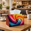 1pc Party Tissue Box, Featuring a Modern Abstract Geometric Design, Serves As a Multifunctional Tissue Holder. It Showcases a Vibrant Rainbow Swirl Sp