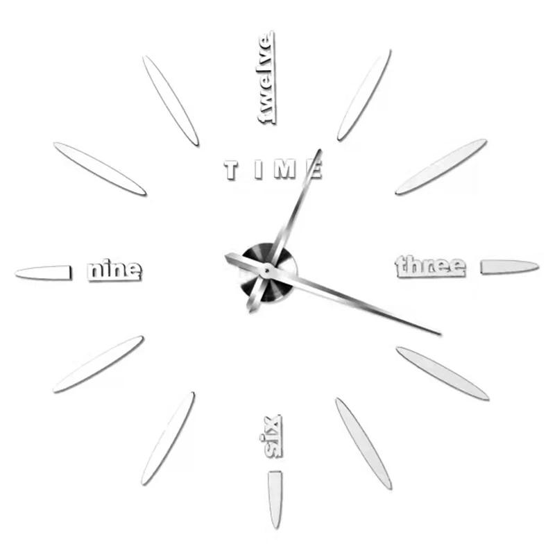 2D/3D Large Roman Numeral Acrylic Mirror Wall Clock Sticker Fashion DIY Quartz Clocks Watch Home Decoration Living Room Stickers