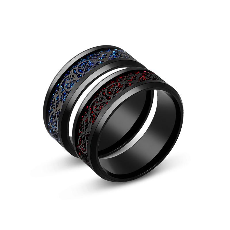 8mm Stainless Steel Domineering Dragon Pattern Rings For Men Black Male Ring Finger Fashion Zircon Wholesale Anillo Hombre