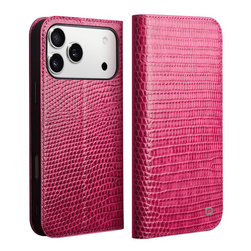 Qia Li Genuine Leather Flip Case for iPhone 17 Pro Max - Anti-Fall, Card Slot, Protective Cover