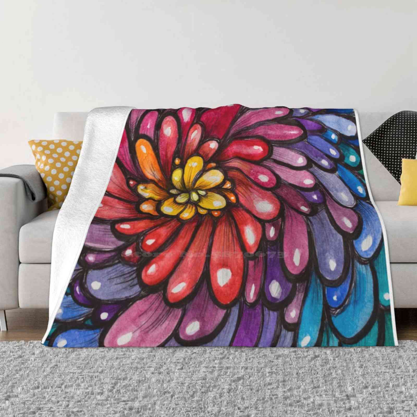 

Spiral Petal Watercolor Fashion Soft Warm Flannel Blanket Watercolor Ink Pop Art Pattern Petals Flower Vivid Colorful 30x40in