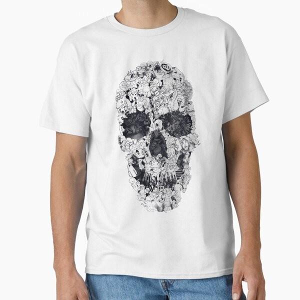 Doodle Skull Classic TShirt Made In UsaAus TShirt S2xl