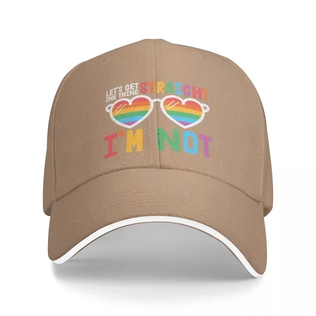Lets Get One Thing Straight Im Not funny gay Baseball Cap Trucker Hat Streetwear Bobble Hat FeUnisex Unisexs