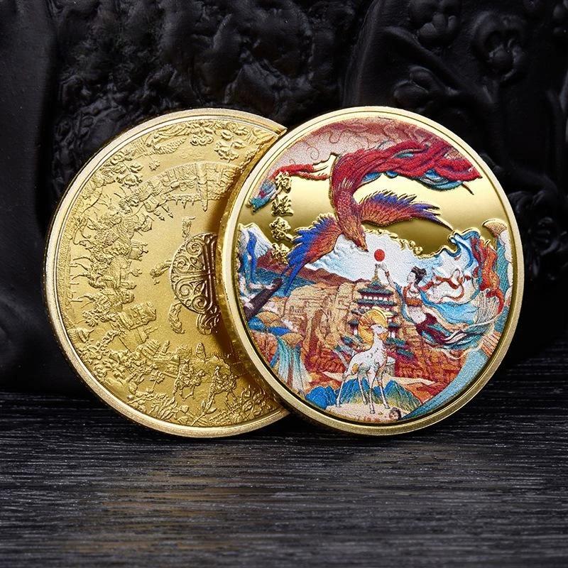 Dunhuang Flying Goddess Commemorative Gold Coins, Gansu Tourist Attractions, Cultural and Creative Souvenirs, China-Chic, Chinese Style, Mural Gifts