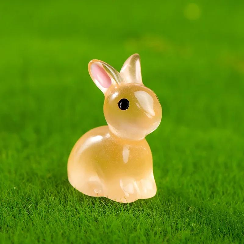Cute Luminous Mini Rabbit Ornaments Multicolor Bunnies Microlandscape Gardening New Home Decor Fairy Miniature Figurines