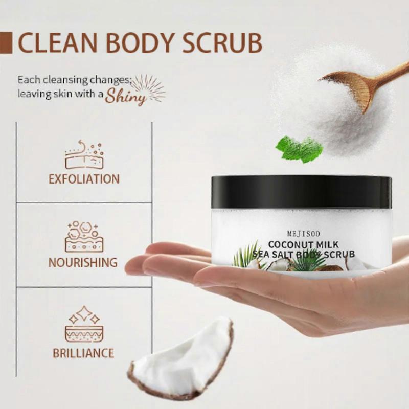 Sea Salt and Coconut Milk Body Scrub - Moisturizing and Exfoliating Body, Face, Hand, Foot Scrub - Exfoliating Coconut Milk Body Scrub with Sea Salt