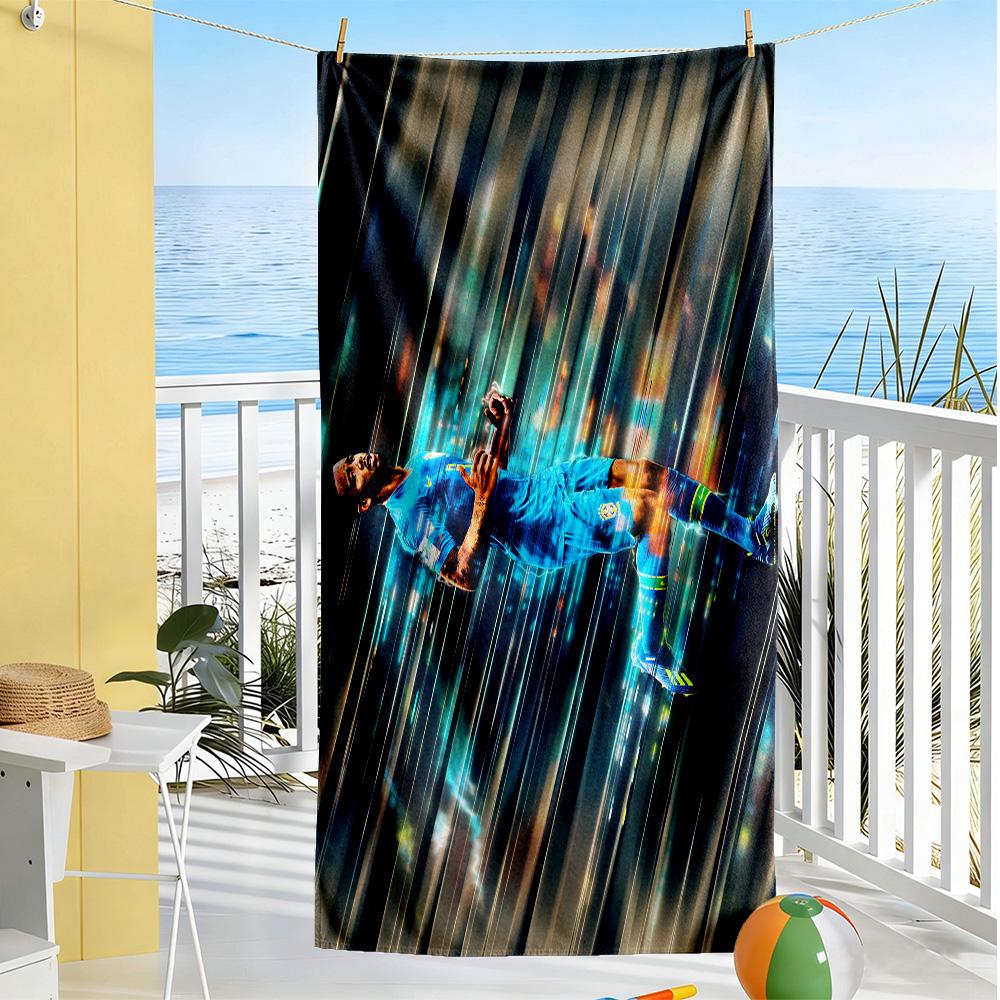Soccer Player Action Beach Towel High Absorbency & Quick-Dry Comfortable Lightweight