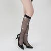 Sparkly Fishnet Short Socks - European & American Style, White Diamond Accents, TZ5006