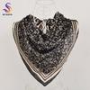 Khaki Grey Silk Shawl Scarf  Female Male Square Scarves Fall Winter Floral Design Neck Head Scarf Summer Beach Shawl