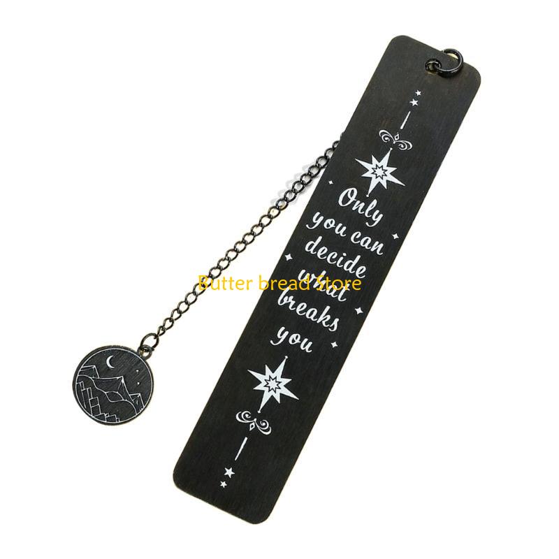 W89C Inspirational Bookmarks Pendant Bookmarks Metal Book Mark Book Page Divider Present for Teacher Book Lover Student