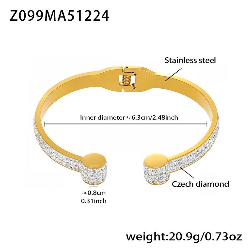 18K Gold-Plated Stainless Steel Zirconia Diamond Clasp Bracelet - European & American Fashion Knotted Irregular Light Luxury Style.
