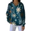 Women's Loose Comfortable Casual Fashion V-Neck Christmas Print Long Sleeve Hoodie